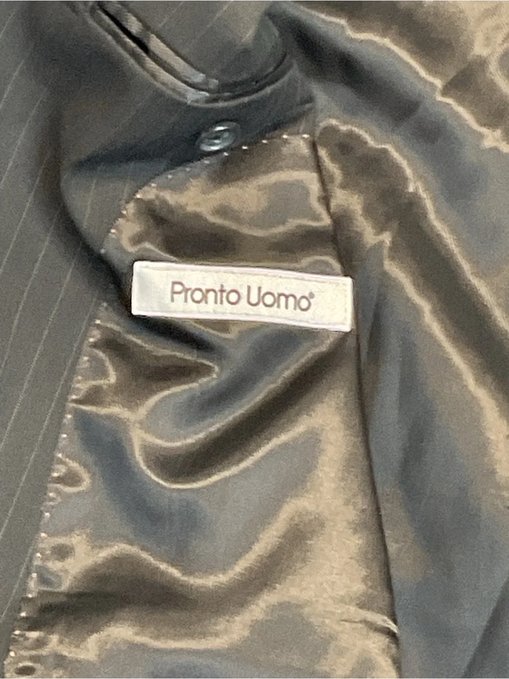 Pronto Uomo Black Pinstripe Two-Button Suit Jacket Size 48R